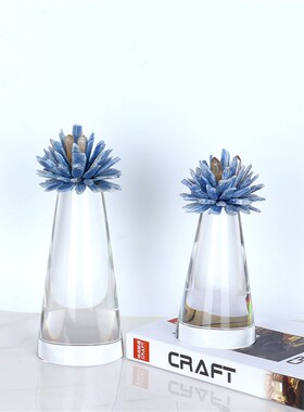 北欧轻奢蓝色水晶摆件样板间玄关酒柜电视柜家里装饰品工艺品