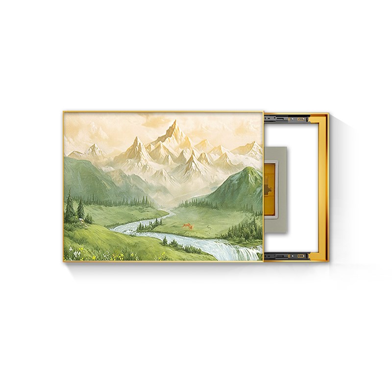 日照金山电表箱装饰画风景油画电闸盒遮挡挂画配电箱免打孔奶油风