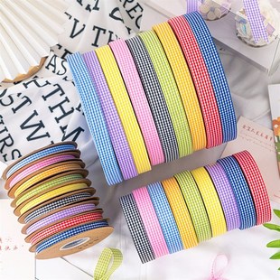 网格丝带蛋糕盒包装格子绸带diy装饰烘焙缎带鲜花花束礼物包扎带