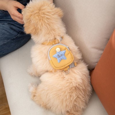 狗狗牵引绳自带背包泰迪比熊博美小型幼犬猫咪胸背带遛狗绳背心式