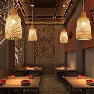 新中式竹艺吊灯民宿农庄日式料理火锅店创意竹灯竹编禅意手工灯笼