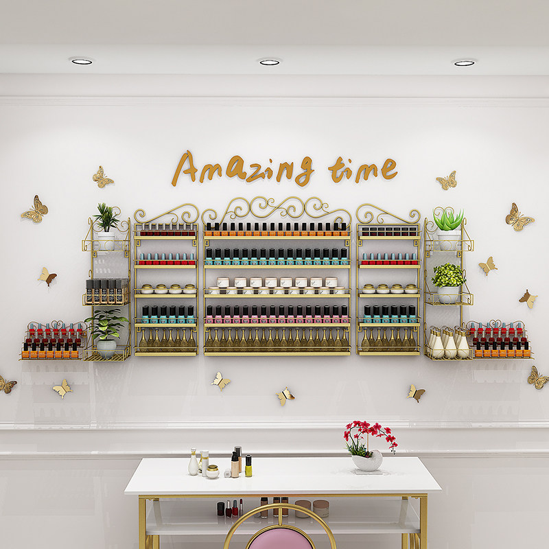 老款指甲油胶展示架子铁艺多层墙上壁挂式美甲店置物架化妆品货柜