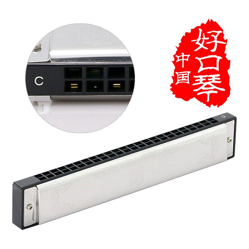通宝复音6624P纯音口琴高级成人专业24孔降升# D E F G A B C 调