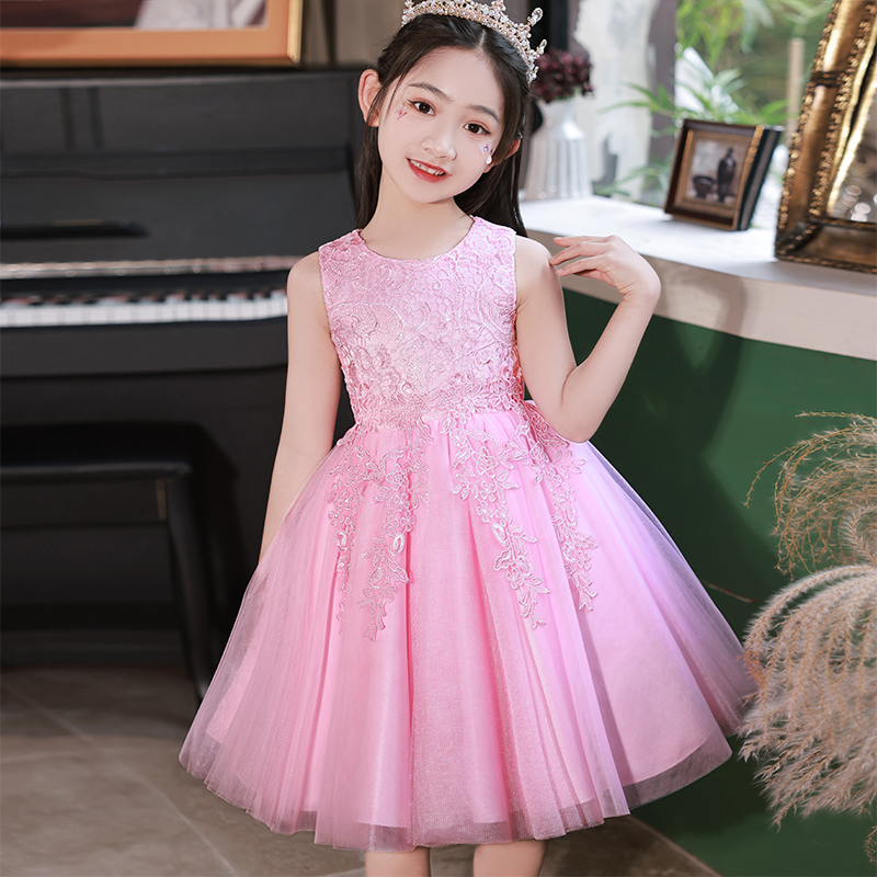 女童连衣裙粉色2025新款洋气礼服夏季女孩公主裙蓬蓬纱裙儿童裙子