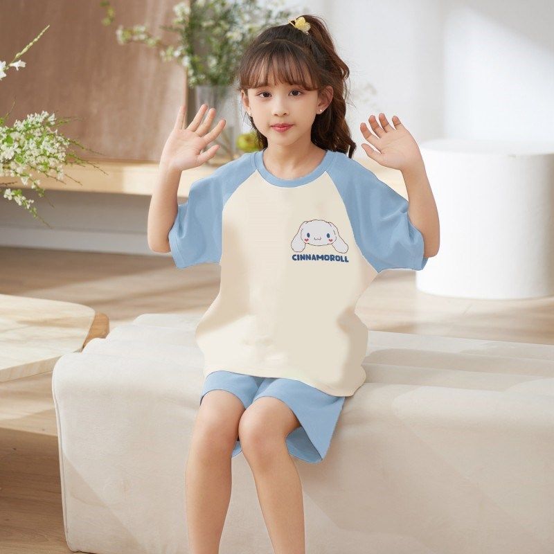 儿童睡衣女童纯棉睡衣薄款短袖短裤女孩中大童公主空调家居服套装,童装/婴儿装/亲子装,家居服套装,淘宝优惠券,粉丝福利购,淘宝优惠卷