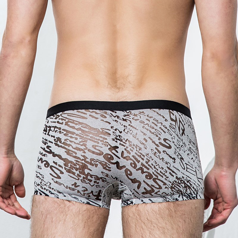 罗马世纪内裤男四角裤青年个性透明透气性感镂空平角薄款网纱裤头