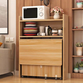 折叠餐桌家用小户型可移动餐边柜组合长方形伸缩折叠桌简易吃饭桌