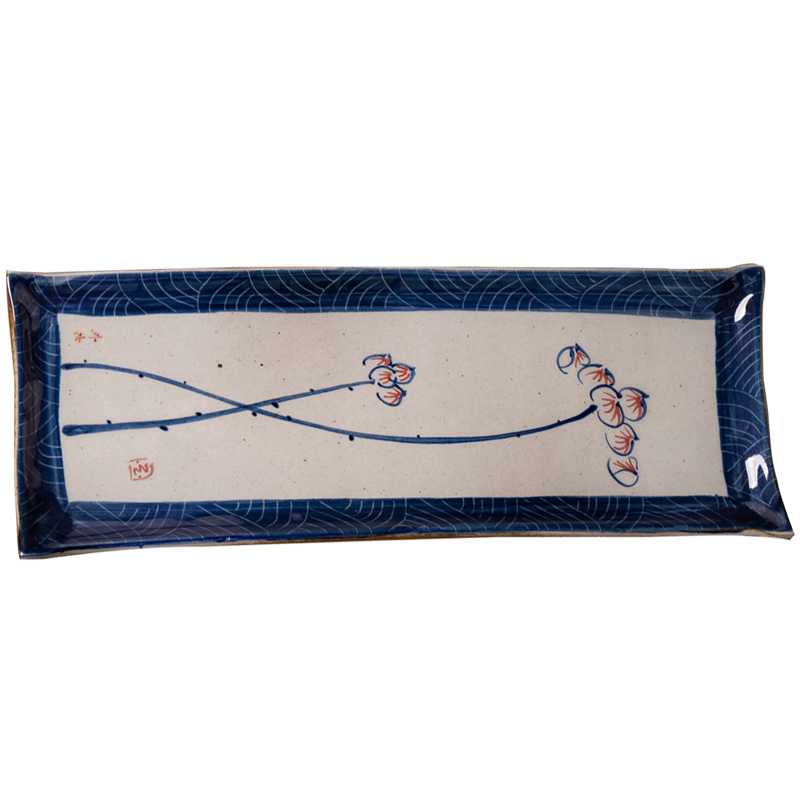 景德镇纯手工手绘青花瓷方形茶盘陶瓷复古陶泥托盘功夫茶具干泡盘