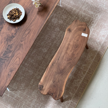 年轮叙事｜北美黑胡桃木原木长条凳中古风床尾凳实木换鞋凳餐桌凳