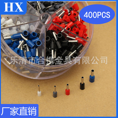 电商 400pcs圆形盒装管型接线冷压端子 欧式预绝缘端子电气