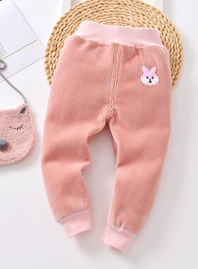 宝宝加绒裤子一体绒加厚春秋冬季内外穿男女小童绒裤婴儿童保暖裤