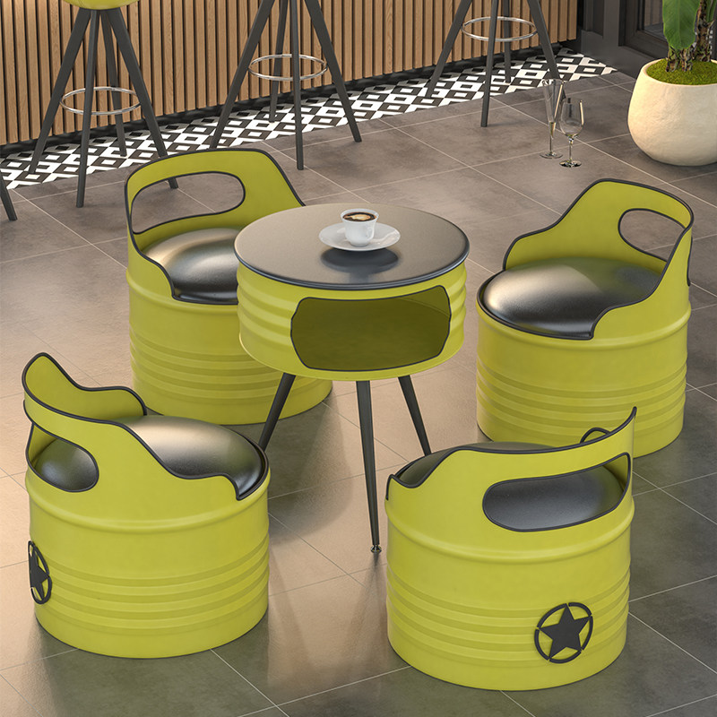 个性油桶椅特色酒吧椅咖啡休闲吧椅阳台椅创意汽油桶桌椅沙发软椅