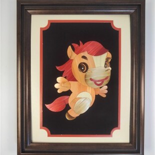 十二生肖卡通麦秆画 手工制作 地方特色工艺品 礼品家装品 中国风