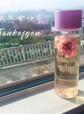 洛施花舍玫瑰喝水花茶杯高硼硅防网红好看的便携玻璃女神水杯子