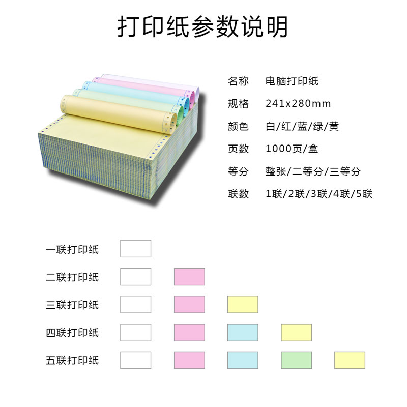 针式电脑打印纸二联三联二等分四联三等分241打印机纸出库发货单