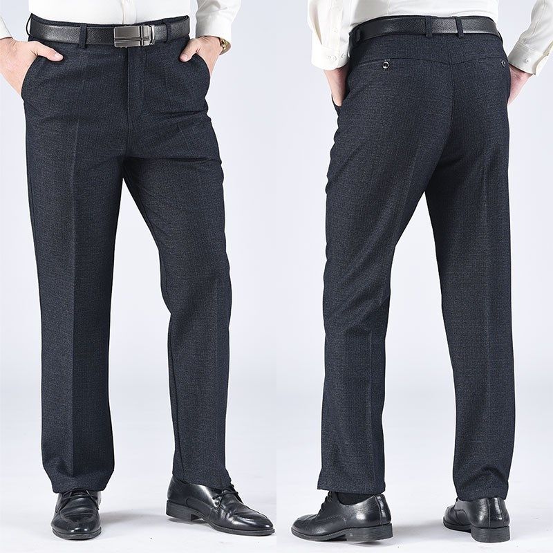 男士休闲裤秋冬款加绒加厚款中年男裤子商务冬季宽松中老年爸爸装