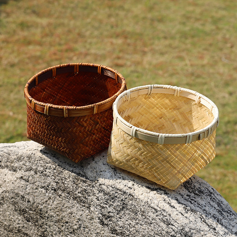 竹编圆口筐方底筐竹篓圆筐四脚筐点心筐收纳筐零食筐家用收纳篮,特色手工艺,竹编/竹雕,淘宝优惠券,粉丝福利购,淘宝优惠卷