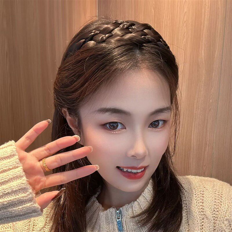 百搭艺术款假发发箍麻花辩子纯手工编织带防滑齿头箍头饰