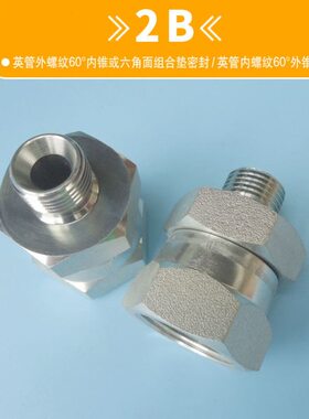 2B英管内外螺纹挖机活接BSP60°锥等变径住友加藤斗山炮锤转换头