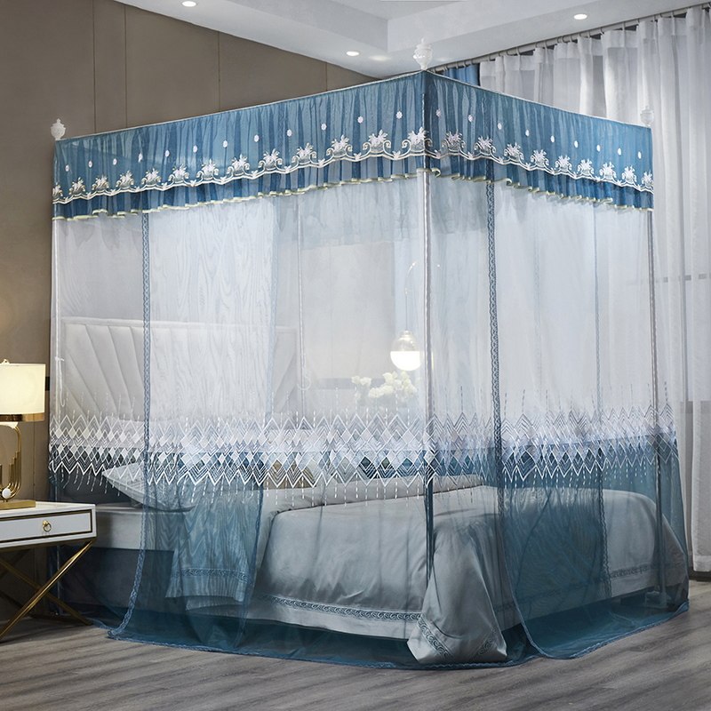 新款刺绣高档蚊帐家用1.5米1.8m床三开门宫廷落地公主风加密加厚