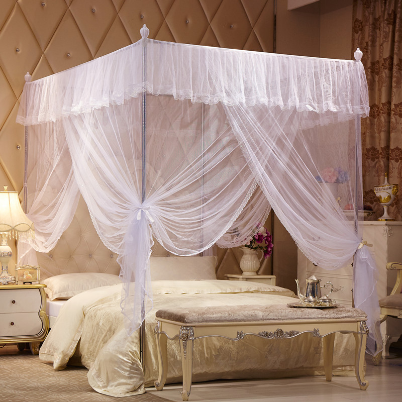 三开门宫廷蚊帐家用1.8m床加密加厚1.5纹账公主风落地支架2.0x2.2