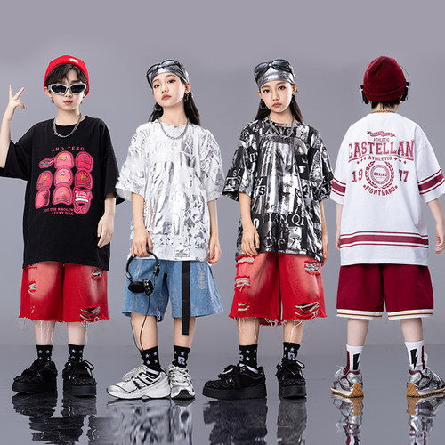 少儿街舞服装ehiphop炸街男童酷帅套装亮片演出服女团走秀潮服摇