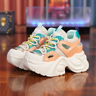 透气镂空休闲女鞋 新款 女包头厚底松糕2024夏季 9cm超高跟老爹凉鞋