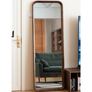 悦见早安全身镜黑胡桃穿衣镜家用试衣卧室衣帽间镜子实木落地