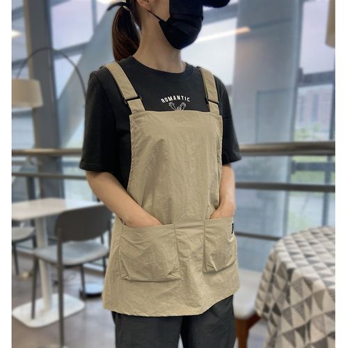 日式防泼水围裙定制logo印字咖啡馆餐饮烧烤理发师男女工作服夏季