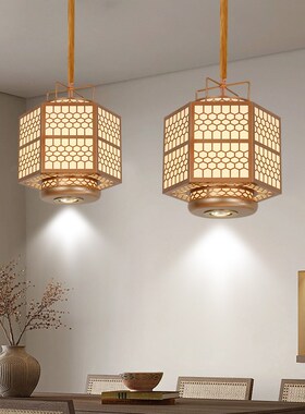 新中式吊灯饭店菜馆餐厅LEwD带射灯餐饮店专用卡座餐桌茶室灯具