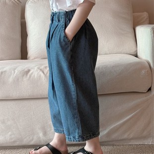童装男女童裤子2024新款春夏季儿童直筒裤休闲牛仔裤工装裤九分裤