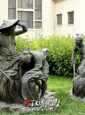 玻璃钢仿铜人物雕塑农耕打糍粑铜雕传统民俗小吃雕像古街农村景观