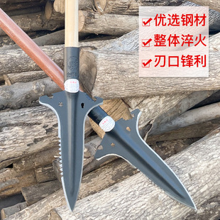 军印矛头多功能锯齿尖铲子全钢锋利矛刀锰钢扎枪头户外霸王枪长矛