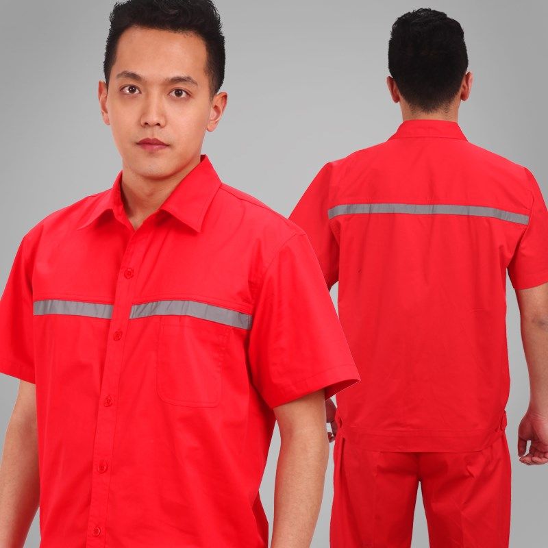 加油站防静电工作服长短袖夏季薄款红色加气站石油带反光条劳保服,男装,工装制服,淘宝优惠券,粉丝福利购,淘宝优惠卷