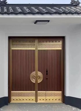 定制铜门别墅大门双开门农村自建房大门四开进户门乡村庭院子母门