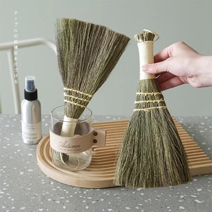 日式芒草小扫把家用手工编织扫帚单个迷你不粘头的发老式桌面笤帚
