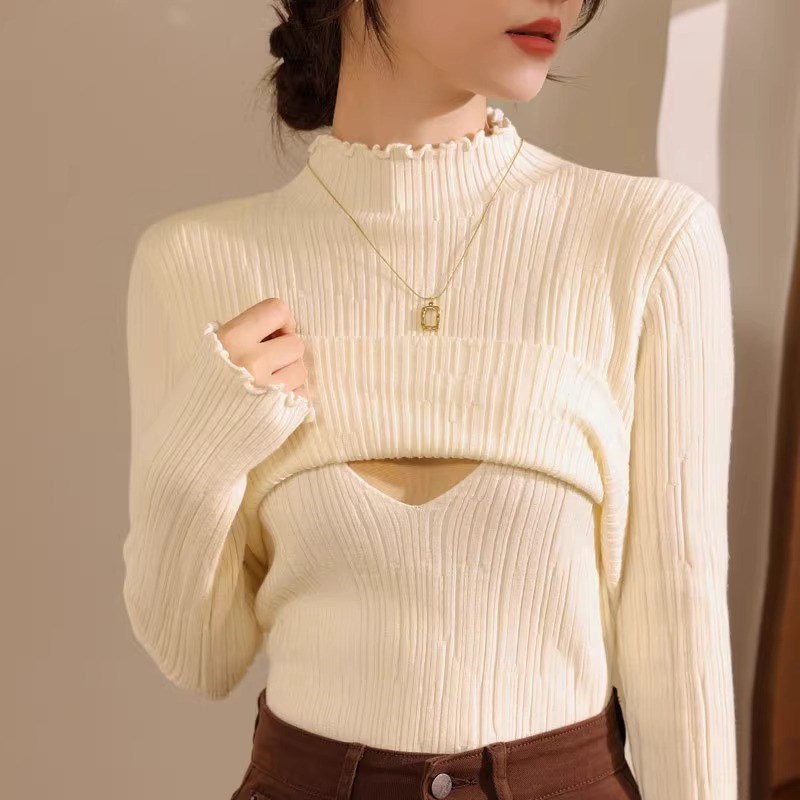 哺乳上衣服外出辣妈针织毛衣打底喂奶可外穿春装春V秋款春季潮妈