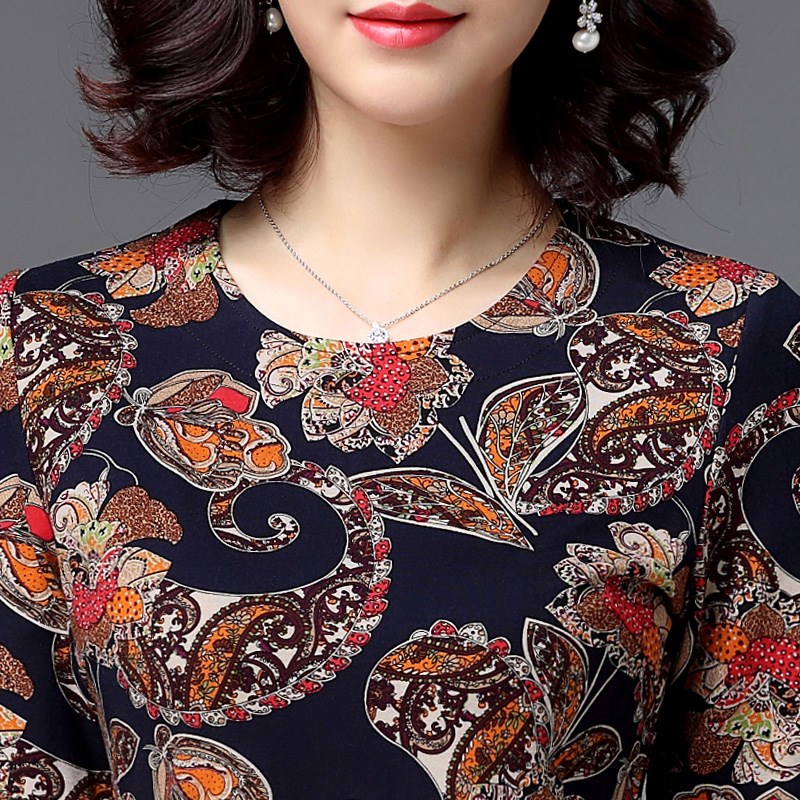依溪绣莉2023显瘦中老妈妈装气质女装长袖中长款秋冬装大码连衣裙