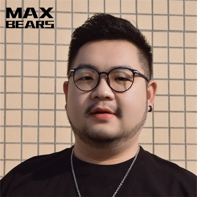 9.9g超轻柔韧配眼镜男款近视框潮黑大脸复N古平光镜架不夹脸圆框