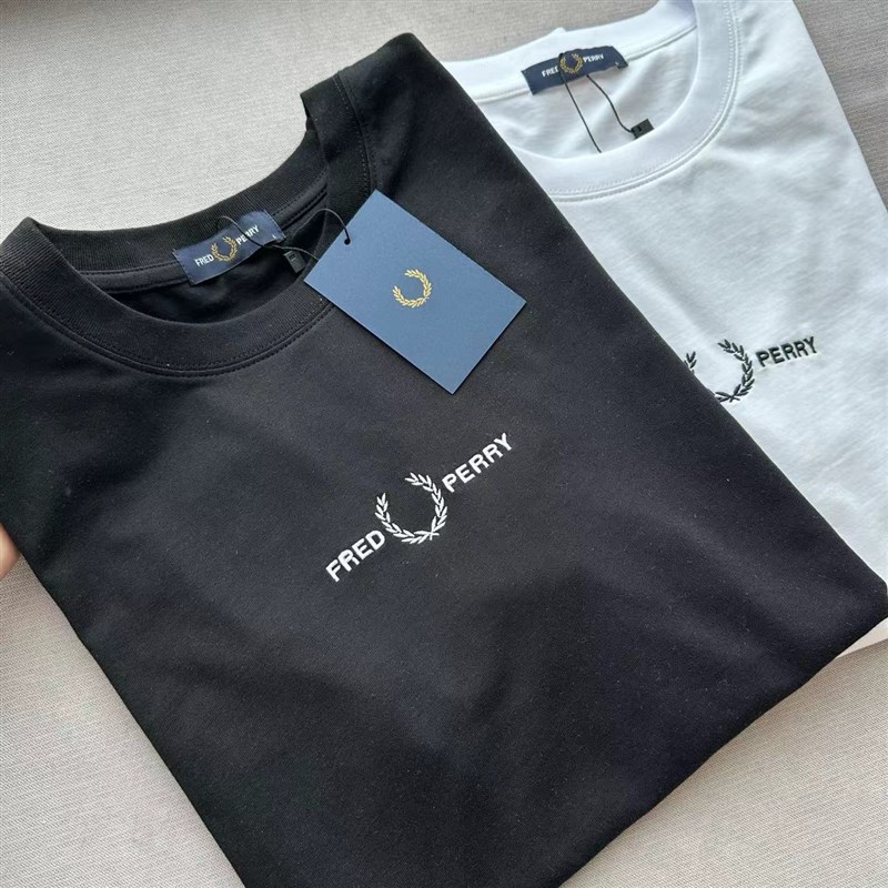 高端麦穗FP短袖字母刺绣小标黑白纯棉体T恤圆领打U底衫男女士修身
