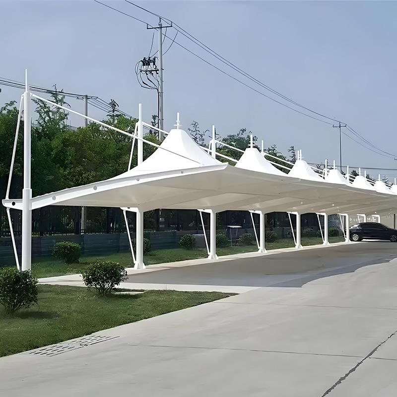 冒顶结构膜结构自行车停车棚工厂汽车防雨棚充电桩电动车棚钢架