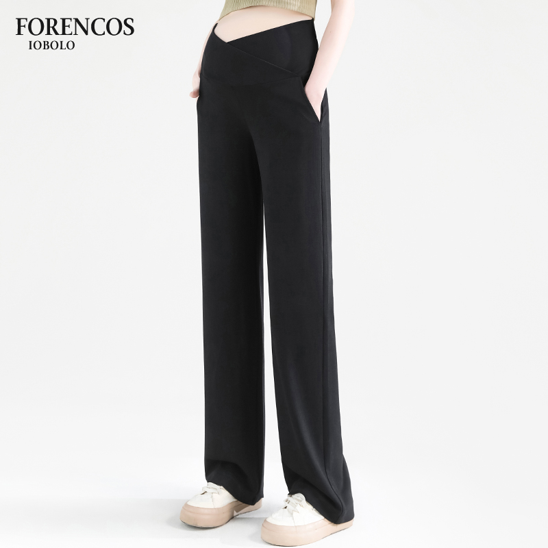 孕妇裤子春秋外穿阔腿裤大u码宽松垂感拖地长裤夏季新款低腰直筒