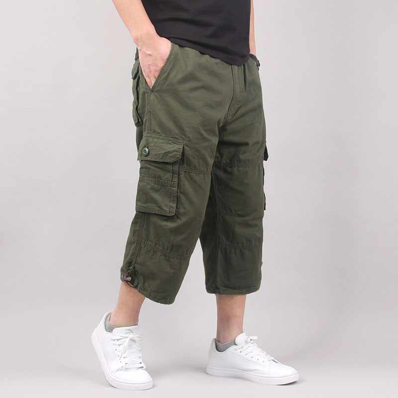 夏季薄款运动裤子男士宽松大x码胖子休闲七分短裤中年纯棉大裤衩