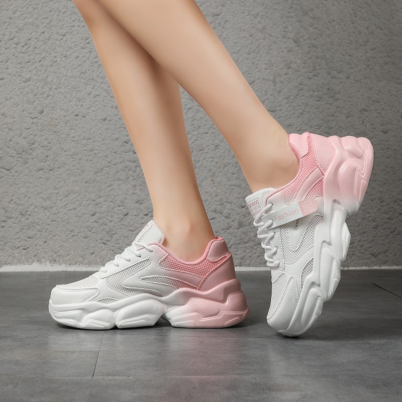 女鞋休闲运动鞋时尚减震r跑步鞋轻便老爹鞋厚底透气网鞋软底工作
