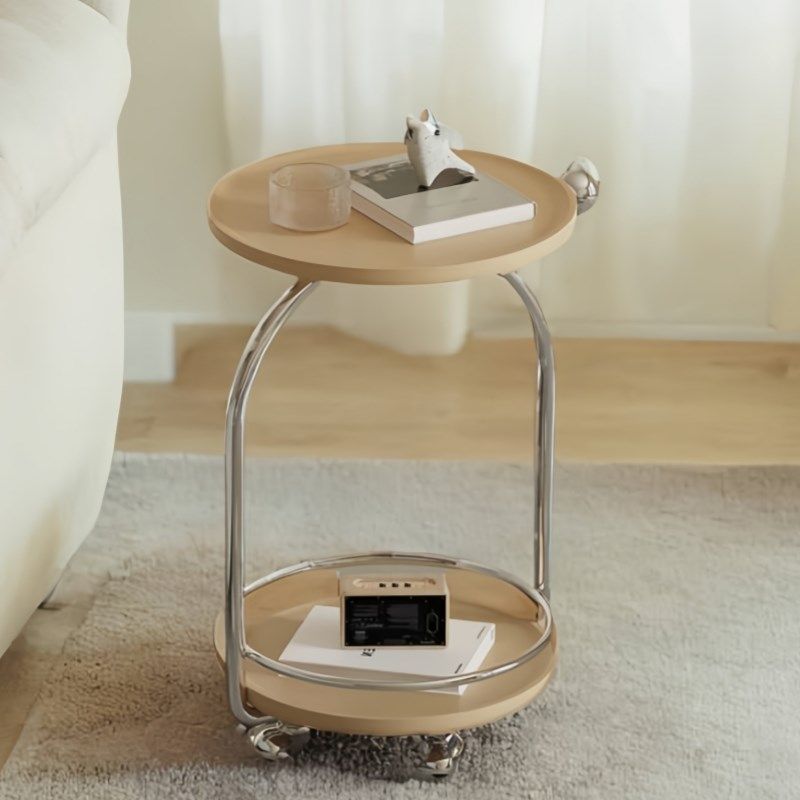 奶油风移动边几客厅圆形小推车茶几高颜值不锈钢迷你双层沙发边几,住宅家具,移动边几/推车,淘宝优惠券,粉丝福利购,淘宝优惠卷