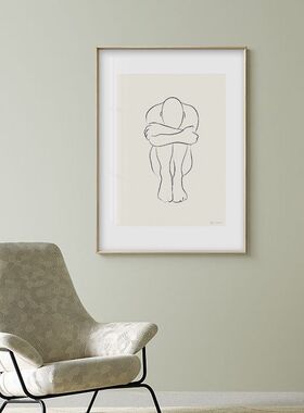 北欧抽象简约艺术海报装饰抽象线条客厅装饰画人体色块挂画壁画