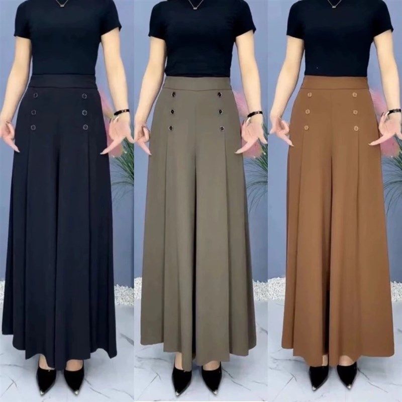 高档牛奶丝裙裤女九分阔腿裤夏季薄款垂顺抗皱修身显瘦百搭松紧腰,女装/女士精品,休闲裤,淘宝优惠券,粉丝福利购,淘宝优惠卷