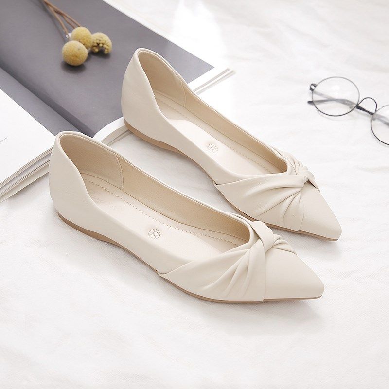 单鞋女2024新款春秋百搭浅口女鞋子夏款软底软皮豆豆鞋尖头平底鞋,女鞋,浅口单鞋,淘宝优惠券,粉丝福利购,淘宝优惠卷