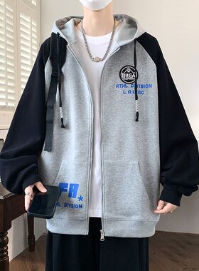 春秋款连帽卫衣开衫12男孩13初中学F生外套15岁青少年大童纯棉上