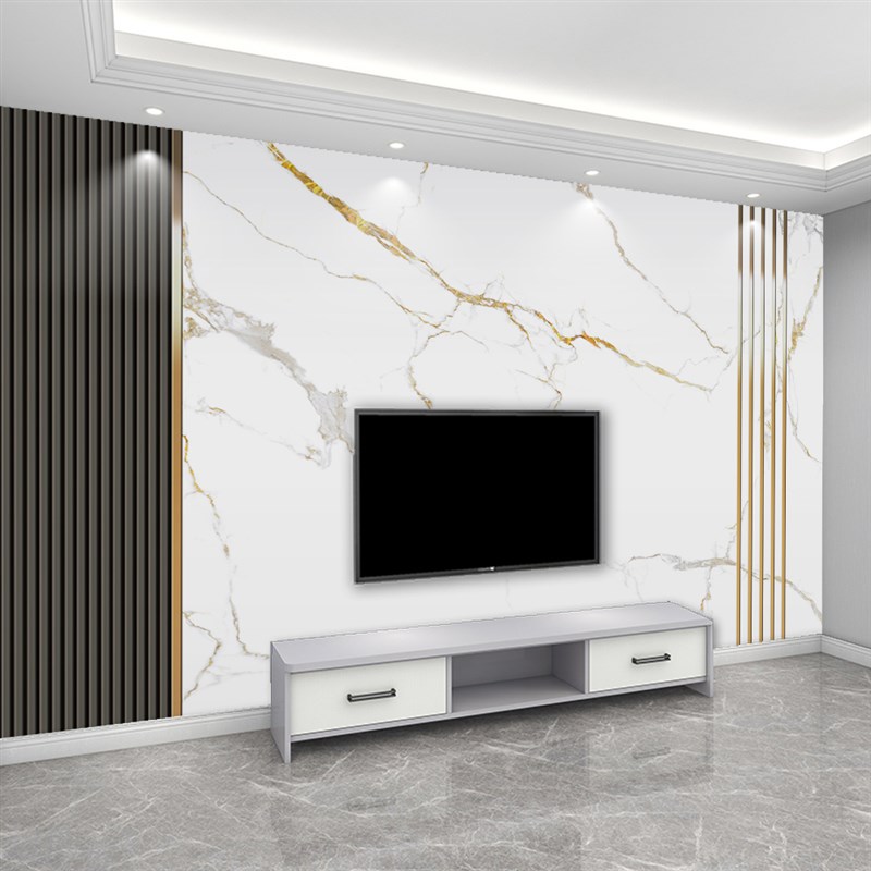 简约电视背景墙壁布大理石纹壁纸客厅壁画3D立体格栅Y墙布影视墙